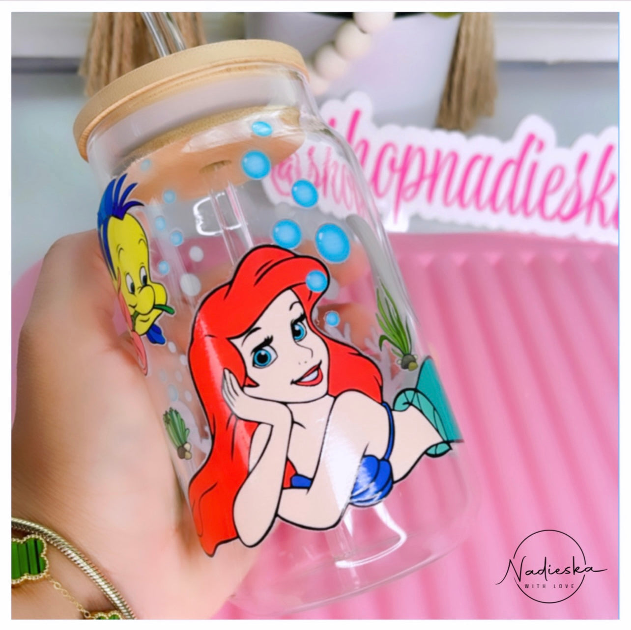 The little mermaid glass cup