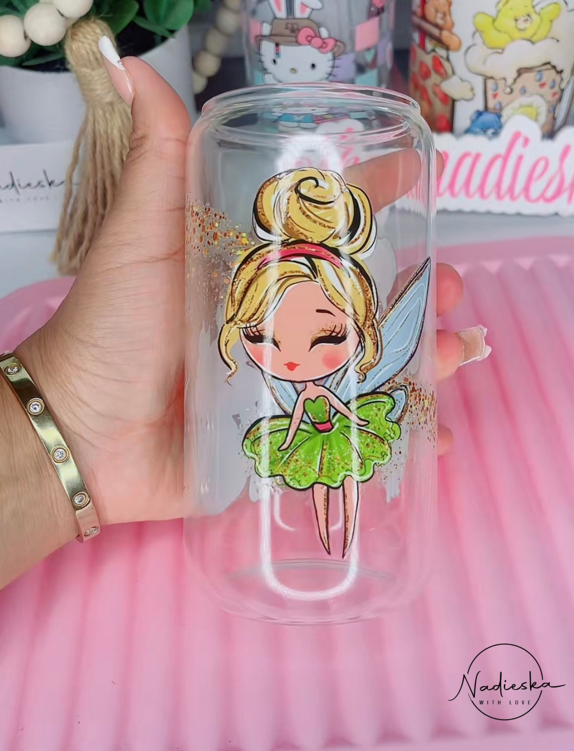 Baby tinker Bell glass can