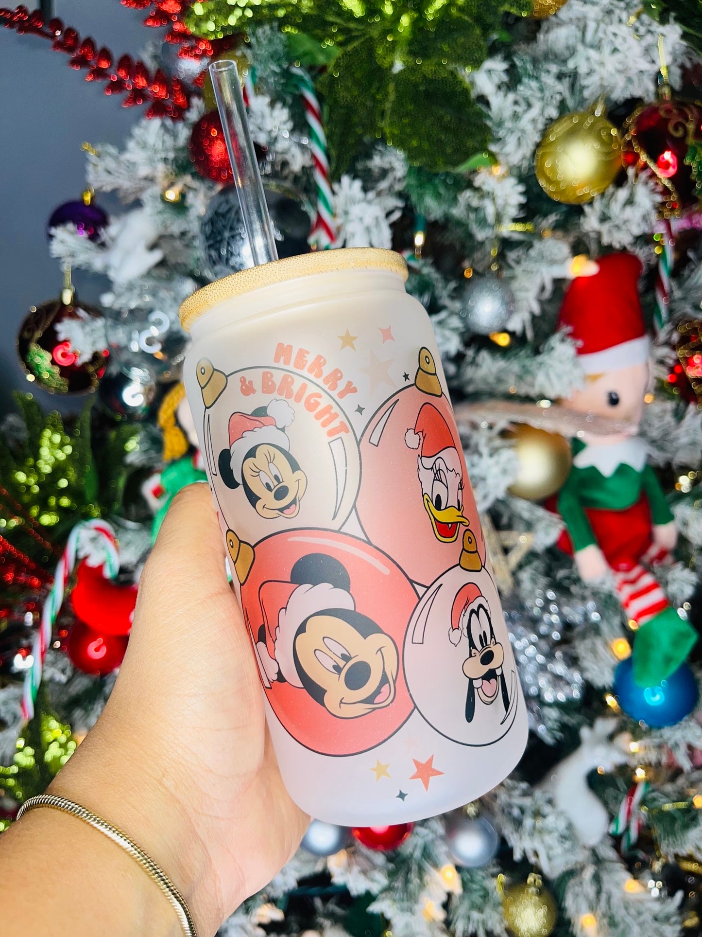 Mickey & friends christmas Can glass